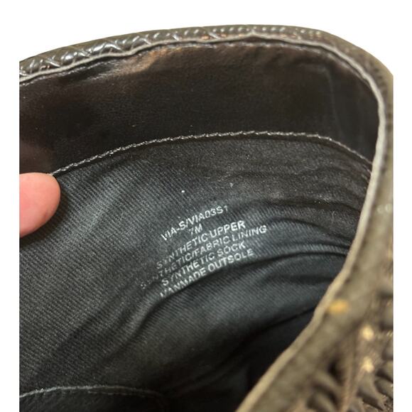 Steve Madden Via-S Spiked Stiletto Ankle Boots 7 Women Biker Moto Mobwife Punk - Picture 9 of 9